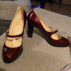 Christian louboutin metallic burgundy Mary Jane heels . 9.5